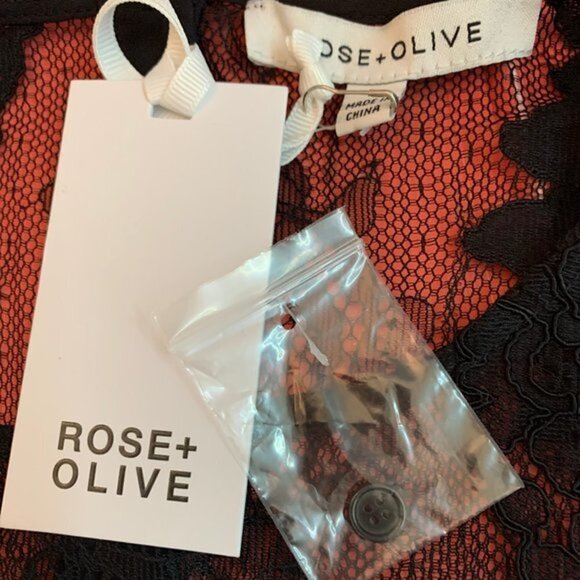 Rose + Olive Black Lace Lined Scallop Hem Top - Picture 6 of 6